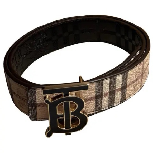 Men’s Size Medium (30-34) Burberry Reversible Check TB Logo Belt In Multicolors - Picture 1 of 11